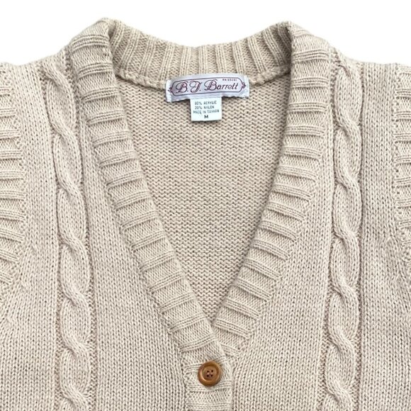 Vintage BJ Barrett Cable Knit Sweater Vest Tan Golf Old Money Academia Grandpa-M - Picture 2 of 9